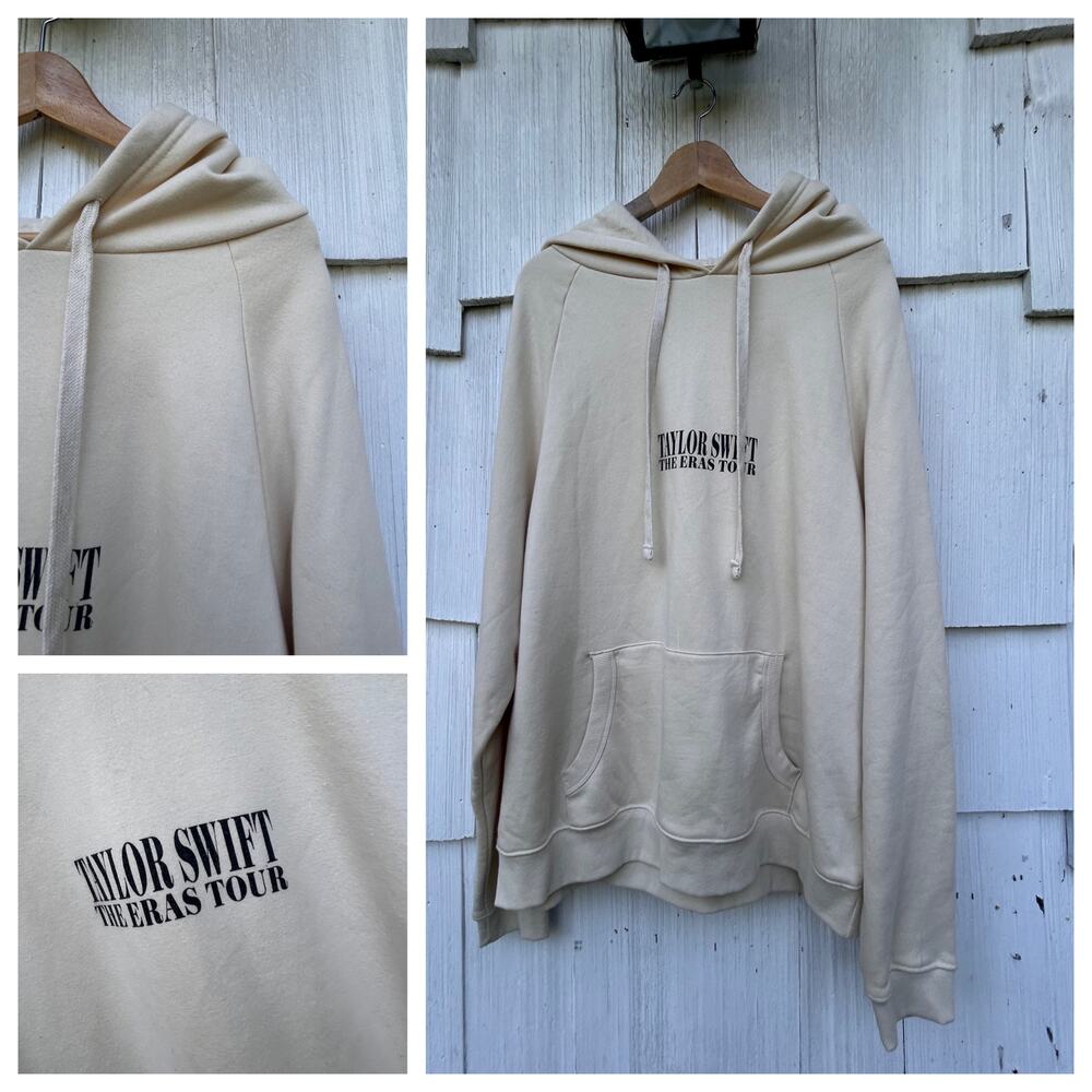 Taylor Swift Official The Eras Tour‎ Cream Sweatshirt Hoodie Large Cotton Blend